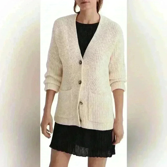 Madewell textured stitch, chunky knit button front cardigan sz MED. fall classic - Picture 2 of 12